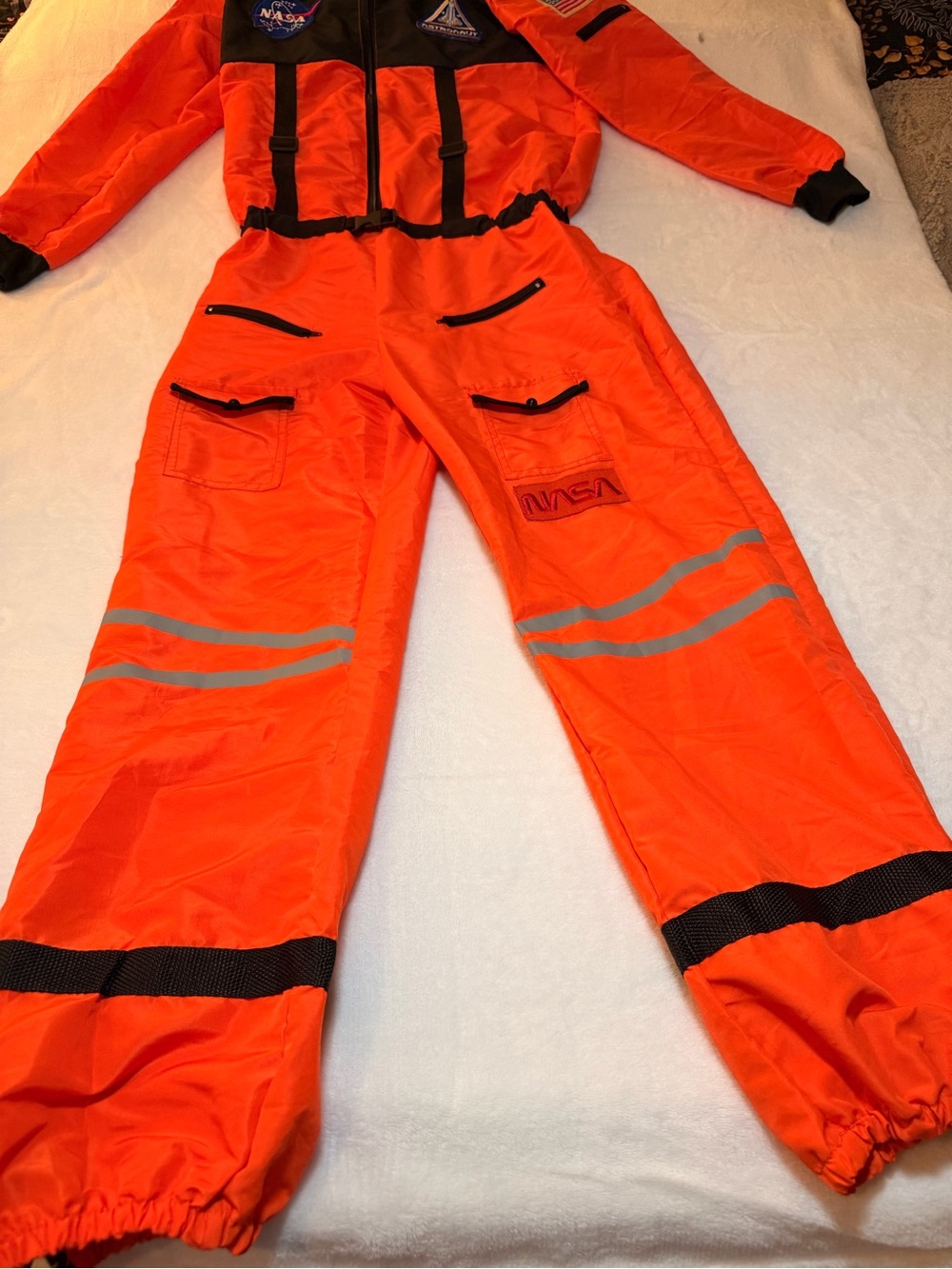 Orange Astronaut Kids Costume Jumpsuit size: L - Picture 5 of 9